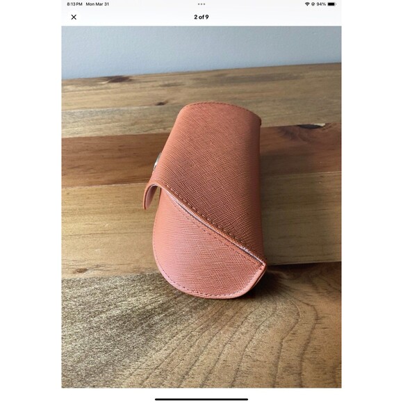 Tony Burch Semi-Hard Sunglasses Case with Magnetic Closure Orange W/Gold Logo - Picture 2 of 9